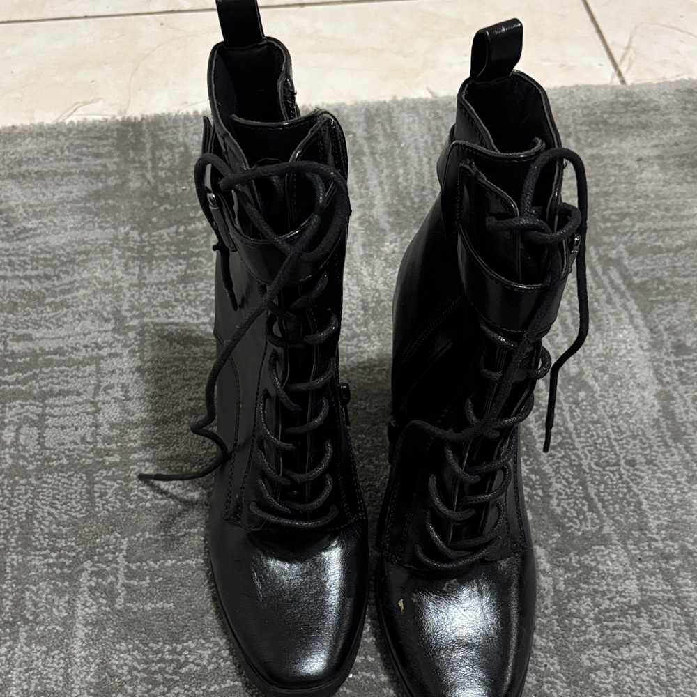Sleek Black Lace-Up Women's Ankle Boots